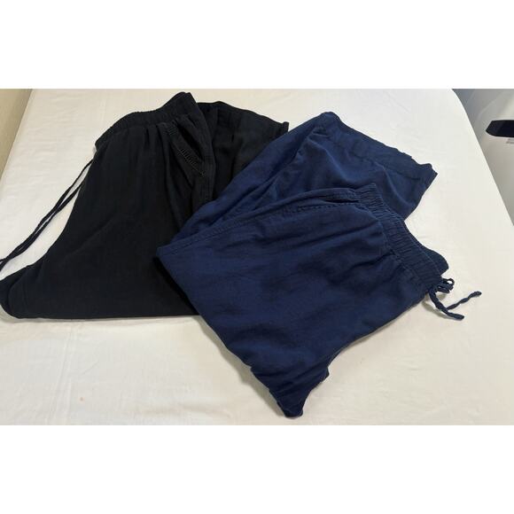 Lot Of 2 Briggs Size XXL Pull on Pants Stretch Waist Straight Casual Linen Blend - Picture 1 of 12